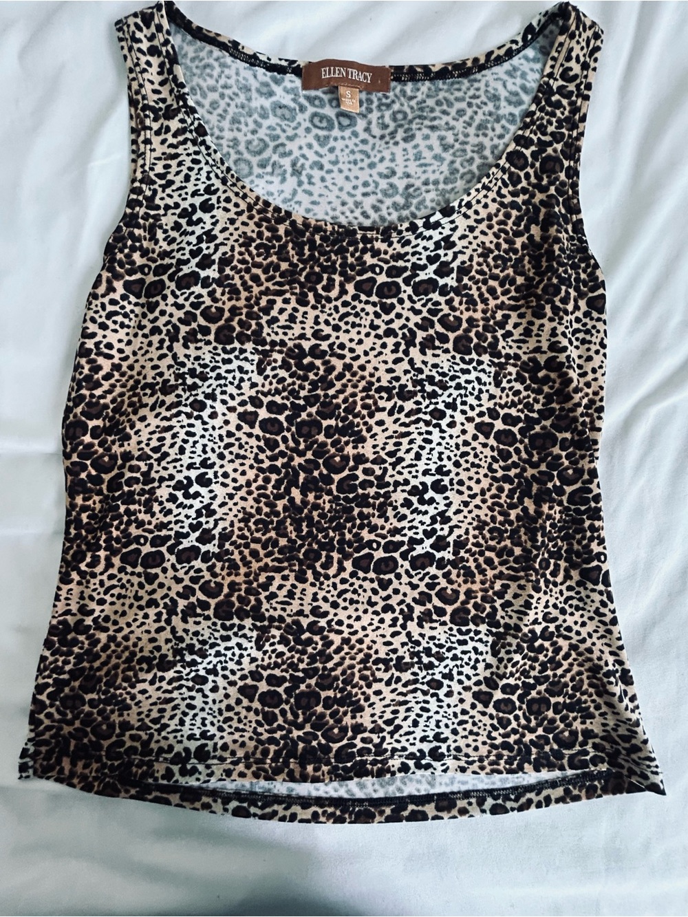 Ellen Tracy Leopard Print Scoop Neck Tank